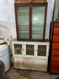 Early Furniture Cabinets, Top to Hoosier Cabinet 41in, Glass Front Cabinet 37in