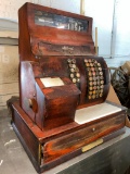 Antique Brass General Store National Cash Register w/ Orig. Wooden Cash Drawer No. 452