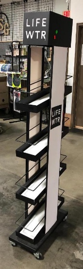 Mobile 4 Tier Life Water Merchandising Rack, 67in Tall