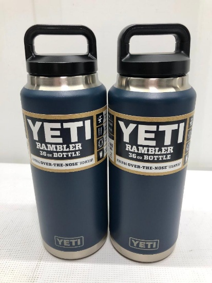 Lot of 2 Items: (2) Yeti Rambler Navy 36oz Bottle