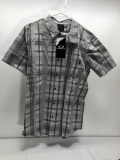 Lot of 2 Items: (1) Oakley Large Gridlock Woven Button-Up, (1) Oakley Large Black Motion SS Top