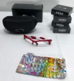 Lot of 5 Items: (1)Oakley FLAK Jacket Deep Blue Irid Pirzd Replacement, (1)Oakley FLAK Jacket