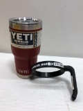 YETI Brick Red 30oz Rambler Tumbler w/ Mag Slide Lid & Rambler Handle - Discontinued Rare Color