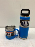 2 Items; YETI Tahoe Blue Rambler 26oz Bottle & 14oz Mug