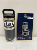 2 Items; YETI Navy 18oz Rambler Bottle & Rambler Mag Dock Cap (Fits All Rambler Bottles)