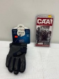 2 Items; CAA FRS Folding Flip Up Rear Sight, Armor Flex PFU-14 Gloves Size Med.