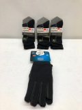 4 Items; 9 Pair First Tactical 6in Size L/XL Performance Socks, 1 Pair ArmorFlex Gloves PFU-4 Size