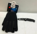 2 Items; Boker Auto-Open BO018 Knife, Armor Flex Gloves Size XXL PFU-3