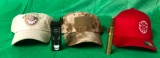 5 Items; 3 Tactical Related Ball Caps, Bullet Pen, NEBO Transport Flashlight