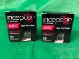 2 Boxes of 25 Rounds, Inceptor ARX .380 Self Defense Ammunition - 50 Total Rounds