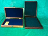 Lot of 2 Wooden Hinged Gun Display Boxes, 1 Signed Smith & Wesson