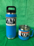 2 YETI Items; Tahoe Blue 26oz Rambler Bottle and 14oz Rambler Mug