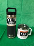 2 YETI Items; YETI Rambler 18oz Bottle & 14oz Rambler Mug, Charcoal & White