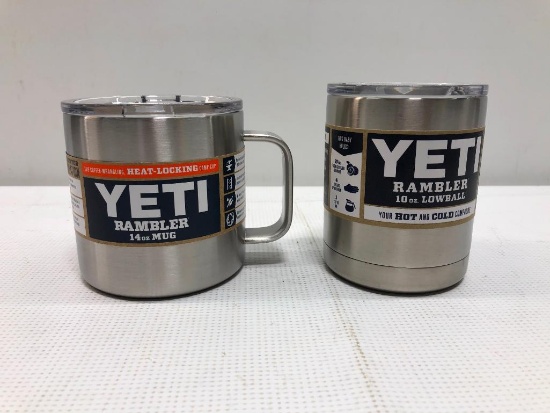 YETI Rambler Stainless Steel 10oz Lowball and 14oz Mug - 2 Items