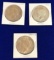 3 Peace Silver Dollars, 1923 S, 1922, 1922