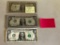 3 Bills; 1957 Star Note Silver Certificate, 2009 Star Date, 1974 Ink Spot Reverse