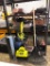 Ryobi Electric Snow Shovel, Metal Saw Horse, Rake