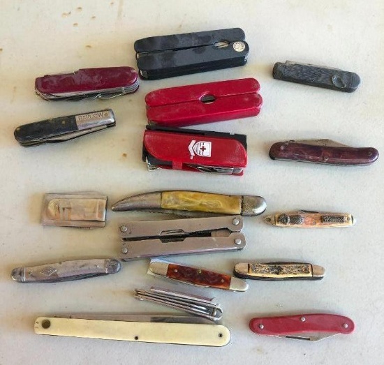 15+ Vintage and Contemporary Pocket Knives and Mutitools and Money Clip