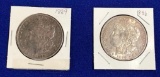 2 Morgan Silver Dollars, 1889, 1896