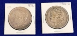 2 Morgan Silver Dollars, 1900 O, 1890