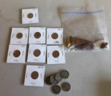 Bag of Arrowheads, 7 Buffalo Nickels, 5 Proof Dimes, 3 Random Dimes