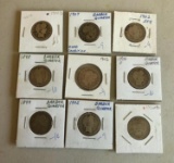 Lot of 9 Barber Quarters