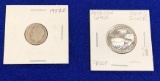 American Somoa 2009 S Silver Quarter, 1952 D Dime