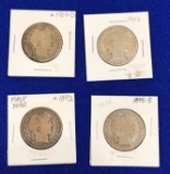 Lot of 4 Barber Half Dollars, 1892 (First Year), 1895 S, 1902, 1907 D