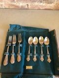 Sterling Silver Silverware, 5 Forks, 4 Spoons, 9.59 Ounces