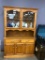 Solid Wood China Hutch w/ Etched Glass Doors, Lots of Storage 77in x 48in x 17in