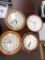 4 Wood Cased Wall Clocks