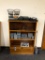 Wooden Bookshelf w/ Metal Office Organizers, Black and Chrome Colored