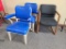 3 Chairs, 2 Blue, 1 Black