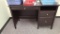Black Wooden Desk, Center Drawer, Side Drawers - 47in x 22in x 30in Tall