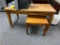 Large Wooden Library Table w/ 2 Drawers and Small Side Table