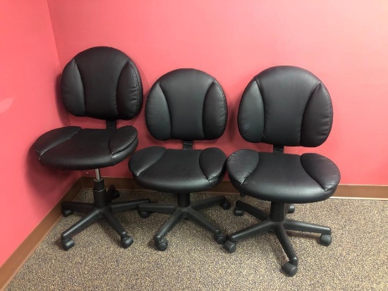 Office Chairs; Casdin Puffy Black Task Chair w/o Arms, Model: 15240-CC Lot of 3