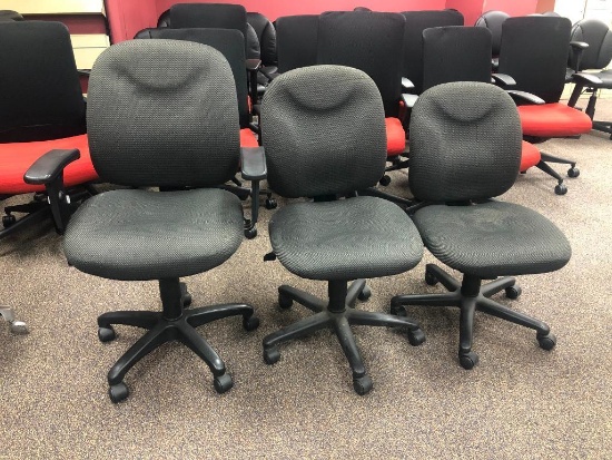 Lot of 3 Matching Task Chairs, One w/ Fixed Arms