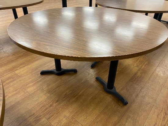 Laminate Top Restaurant Table w/ Pedestal Bases, 72in Diameter