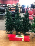 Set of 3 Pre-Lit Smaller Christmas Trees w/ Stands, Approx. 3 Ft Tall