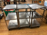 Lot of 3 Rolling Stainless Steel Carts, w/ Dents, 32in x 24in x 16in