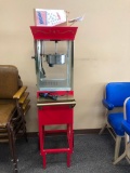 Old Fashion Movie Time Popcorn Machine on Rolling Stand w/ Bags, Super Clean