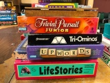 5+ Games; Trivial Pursuit Junior, Tile Design, Tri-Ominos, UpWords,Royal Flush, Life Stories
