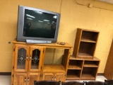 3-Piece Entertainment Cabinet w/ Bookshelves and a Large Toshiba TV