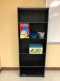 Bookshelf w/ Contents, Trace n Draw Projector, Tin Box, Toolbox and 3 Small Metal Tubs