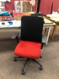 ALLSTEEL Scout Universal Mesh Back Task Chair, Very High Quality, Black & Red, Fixed Arms