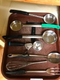 Tray of Utensils, Serving Spoons, Scoop, Whisk, Serving Fork, Cheese Slicer