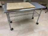 Mobile Stainless Steel Prep Table w/ Lower Shelf, 49-1/2in x 24in x 34in Tall w/ Granite Cutting