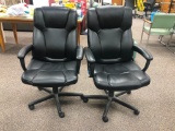 Lot of 2 Office Chairs by Global Furniture, Mfg. 09/18 - Fixed Arms, Padded, Rolling, Adj. Height