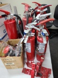 11 Fire Extinguishers, 2 Brackets, Back Up Fire Alarm, Extinguishers Inspected in 2020 and Charged