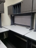 Single Unit Office System Desk, Storage, Message Board, & Matching 2 Drawer File Cabinet w/ Key by